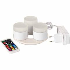 Duni LED 3 lys + 1 oplader m. fjernbetjening/farveskift 13 t - 1 sæt