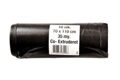 Affaldssække 100 L, 700x1100mm 35 my, sort  - 20 rl/krt