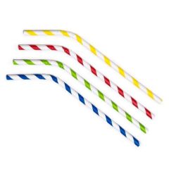 Papirsugerør med knæk Ø6 x 245 mm Bionedbrydelig Forskellige Farver - 500 stk/pk