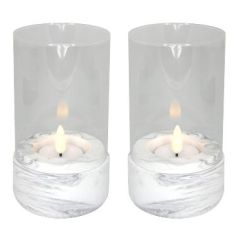 Lysestage Hurricane til fyrfadslys Rund Marmor - 2 stk/pk