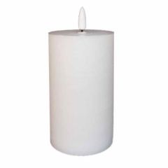 LED Bloklys 5 x 10 cm m/3D flamme Hvid - 24 stk/krt