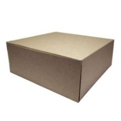 Kageæske m/hængslet låg Brun 250x250x100 mm - 100 stk/krt