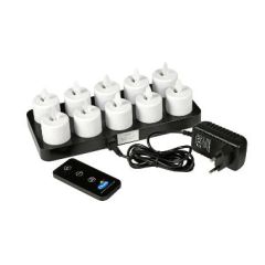 Duni LED 10 lys + 1 oplader m. bevægelig flamme 25 t - 1 sæt