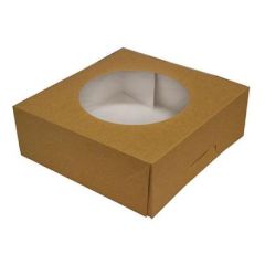 Kageæske 190x190x80 mm Hængslet låg Brun/Hvid - 100 stk/krt