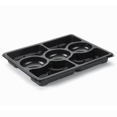 Tapas Bakke 7-rum, 320x250x33 mm, PP Sort - 60 stk/pk