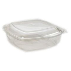 Plastbakke SquarePac 750 ml Hængslet låg APET Klar - 4 pk x 75 stk/krt