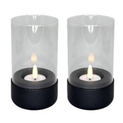 Lysestage Hurricane til fyrfadslys Rund Sort - 2 stk/pk