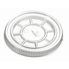 RPET Låg m. kryds til sugerør Ø95 mm Klar - 50 stk/ps