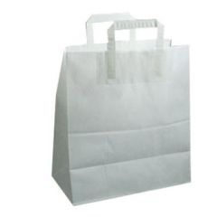 Bærepose 26 L 80 gr m. Hank Papir Hvid - 200 stk/krt