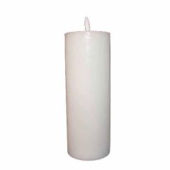 LED Bloklys 7.5 x 15 cm m/3D flamme Hvid - 24 stk/krt