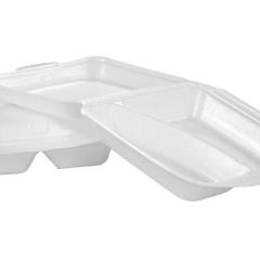 Termobakke 2-rum med hængslet låg XPS Hvid 100 stk/pk