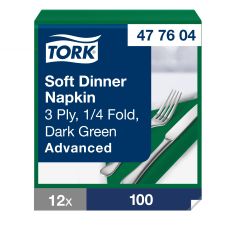 Tork Middagsserviet 39 x 39 cm Mørkegrøn - 100 stk/pk