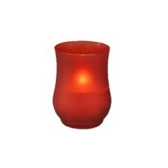 Lysbowle Brændetid 40 timer Frostet Rød Glas - 9 stk/krt