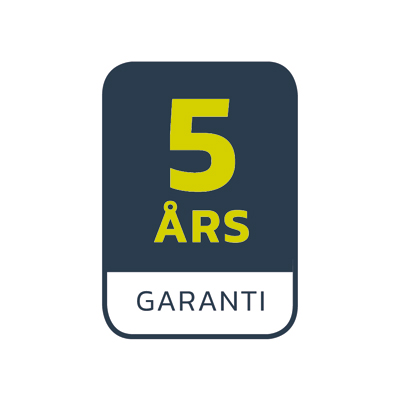 Lang garantiperiode Ikon som forestiller et mærkat med 5 års garanti