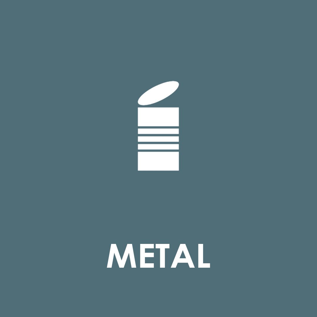 Metaldåse på grå baggrund som symboliserer metalaffald Piktogram af metalaffald