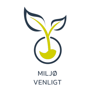 Miljøvedlig fremstilling Ikon som forestiller en plante med teksten "Miljøvenligt"