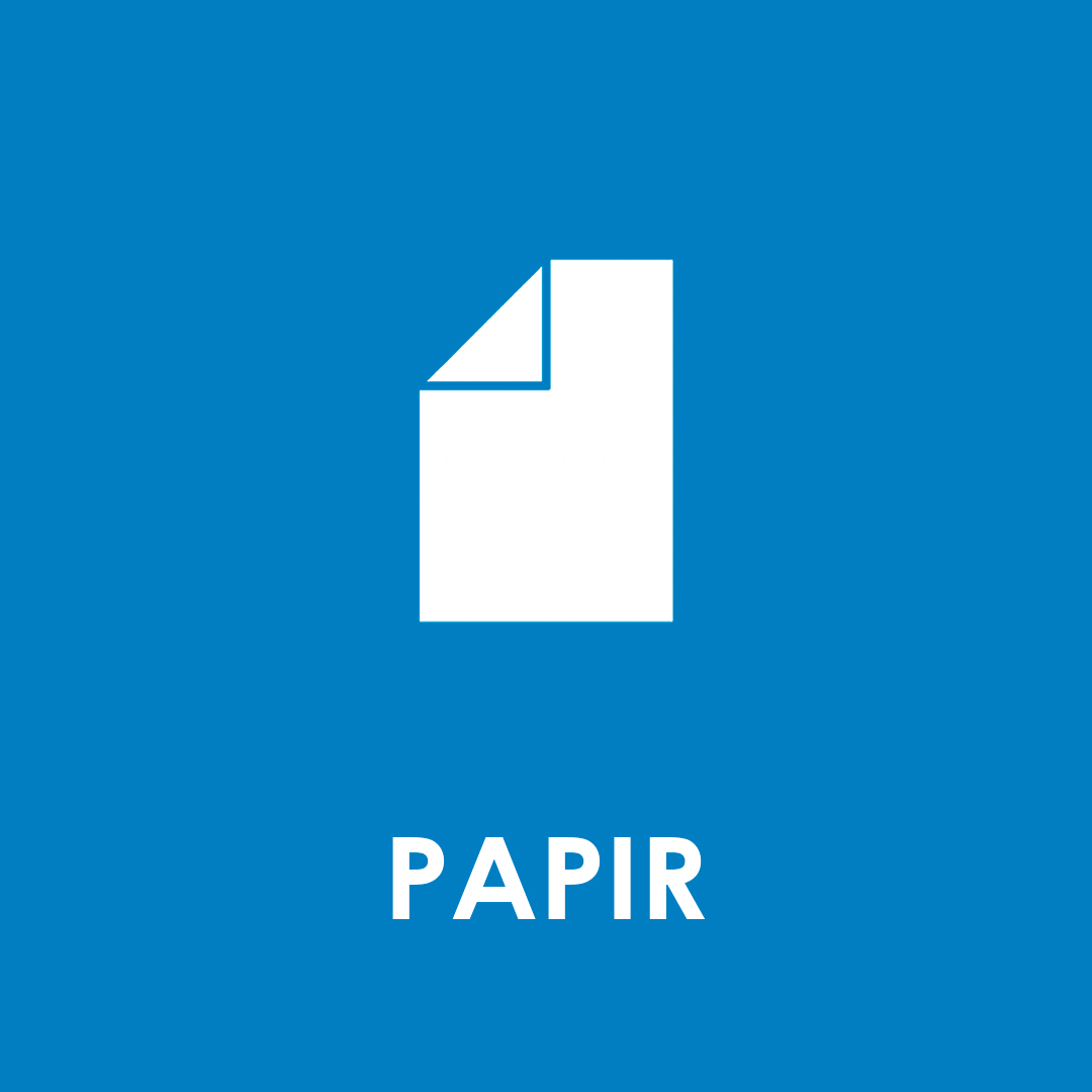 Papir på blå baggrund som symboliserer papirsaffald Piktogram af papirsaffald